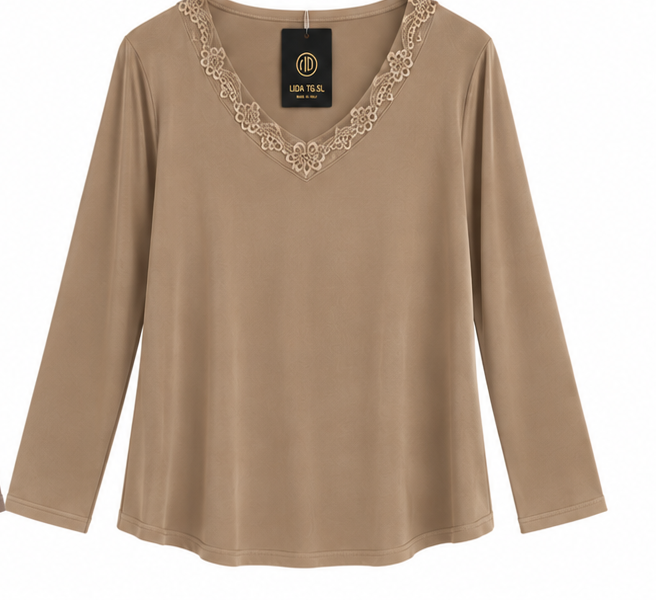 Camiseta lencera 25114 beige
