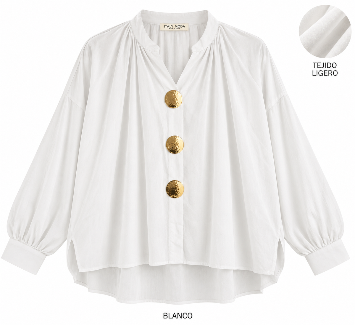 Blusa oversize botones dorados 53314 blanco