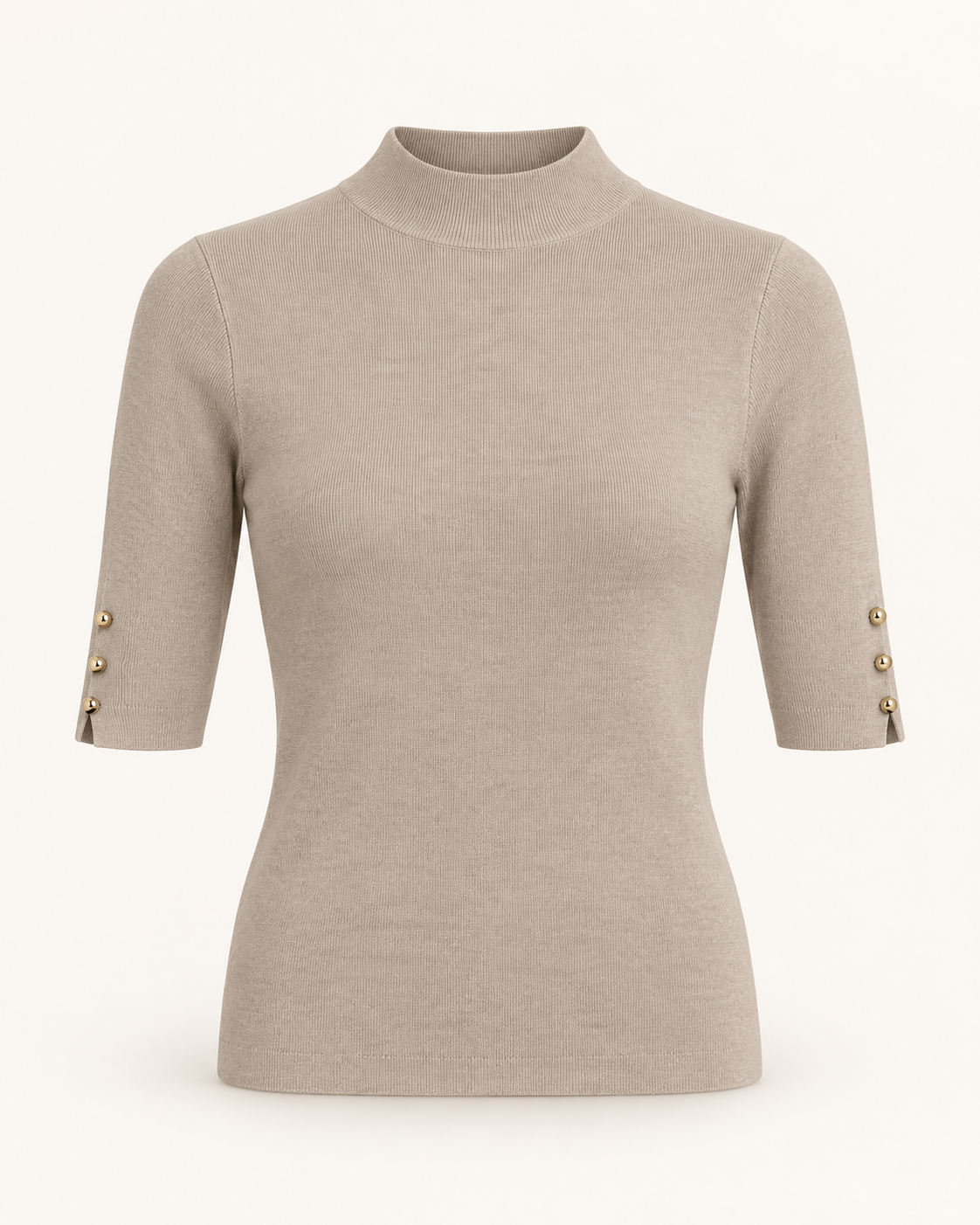 Jersey canalé HS2680 color beige arena con botones dorados