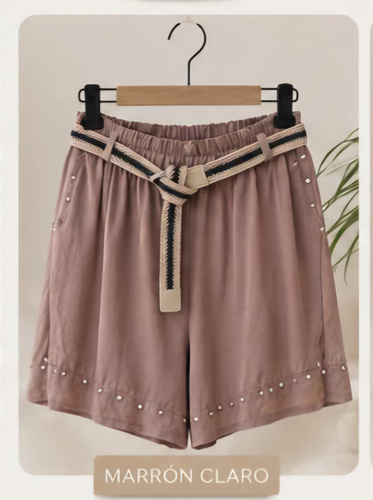 Pantalon con cinturon y perla