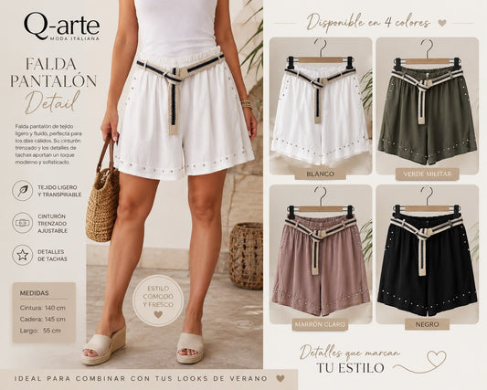 Pantalon con cinturon y perla