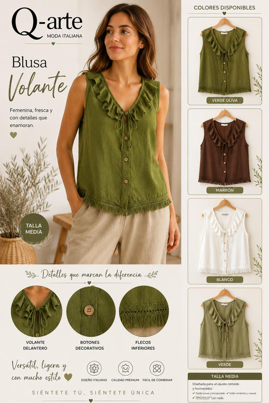 Blusa con volante y botones