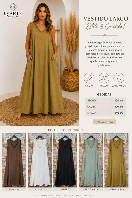 Vestido Largo con Tachuelas