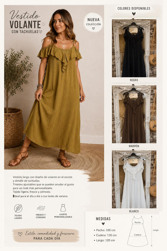 Vestido volante tachuela