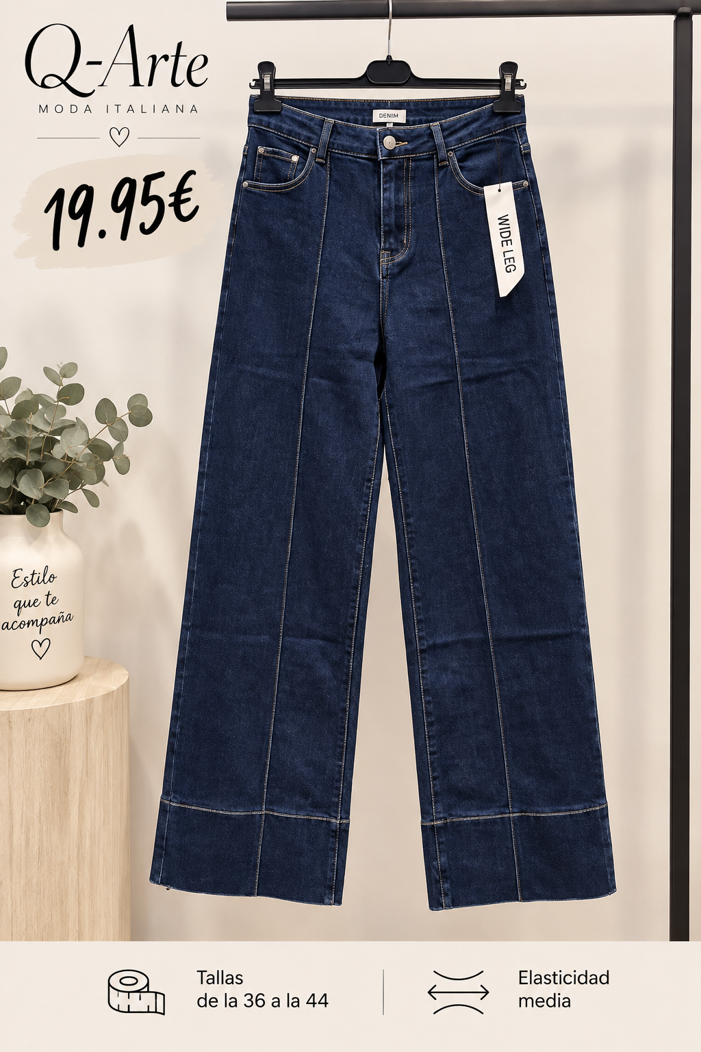 Vaquero wide leg azul oscuro V811 Q-Arte