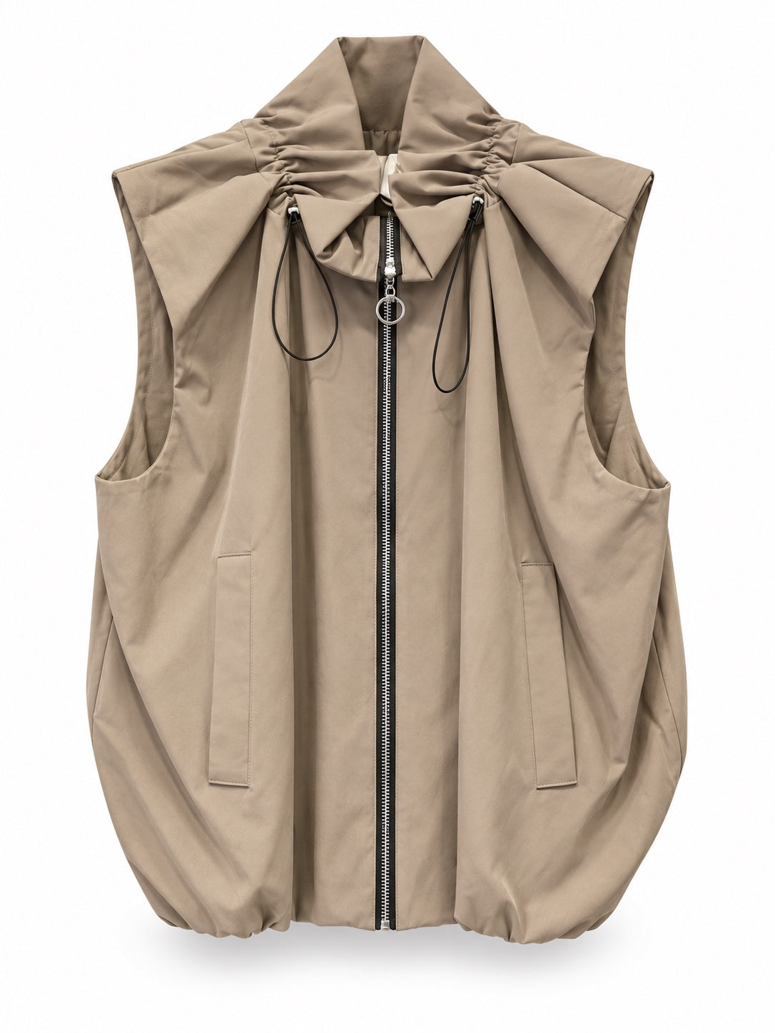 Chaleco oversize con cremallera beige