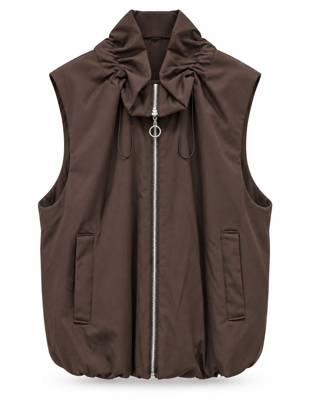 Chaleco oversize con cremallera marrón
