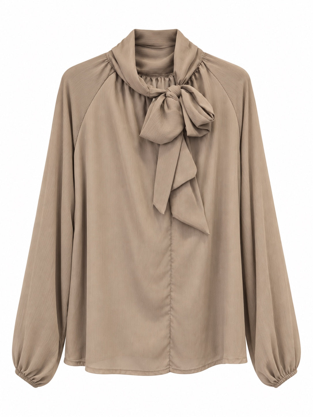 Blusa de manga larga con lazada beige, referencia 06700