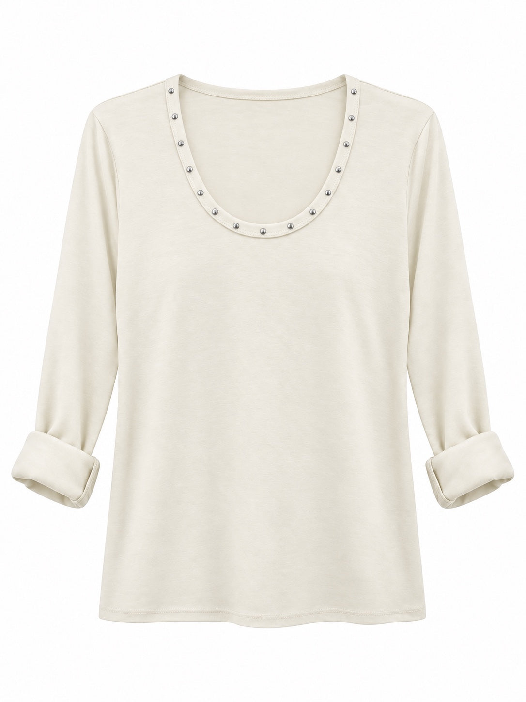 Camiseta con tachuelas en el escote blanca, referencia 69917