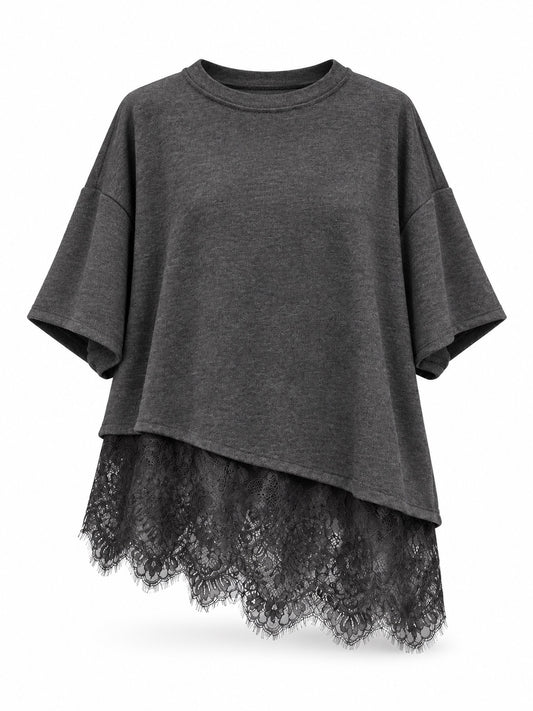 Top con encaje gris oscuro - Ref. 52385