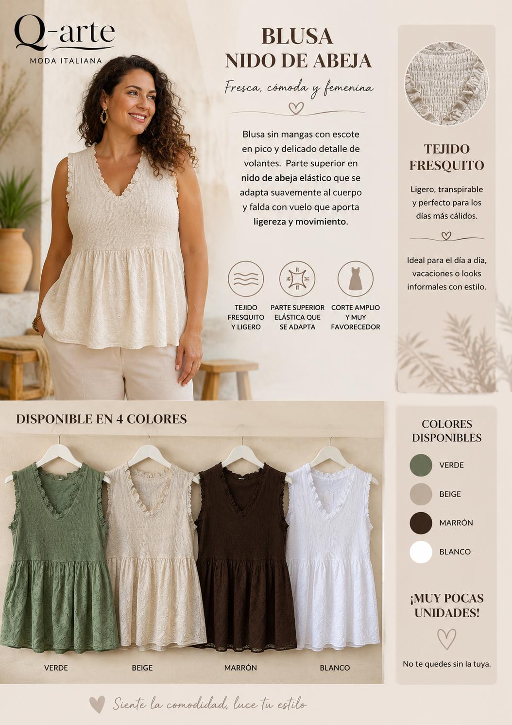 Blusa nido de abeja