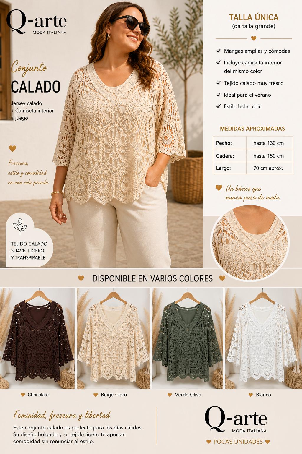 Conjunto calado cuello pico